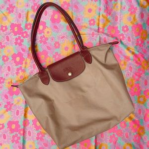 Longchamp Le Pliage Small Beige Shoulder Bag
